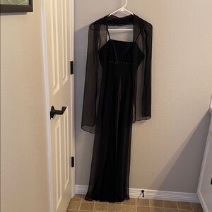 Fiesta Black Sheer Overlay Prom Dress with Beaded Bodice